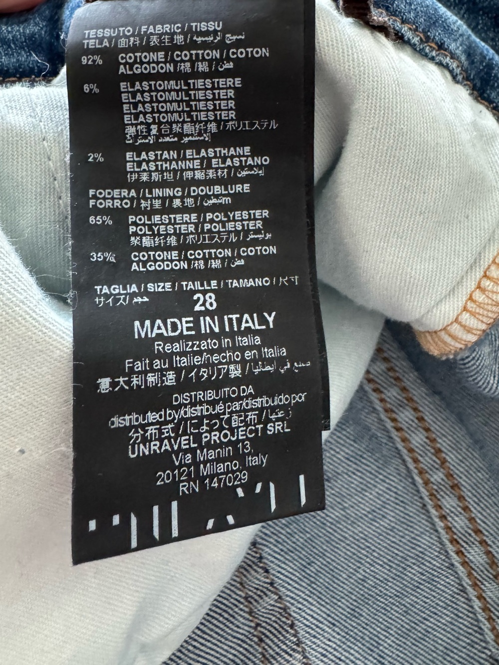 BEN TAVERNITI PROJECT UNRAVEL Flared Raw Hem Denim Jeans Size 28 VGUC - Picture 5 of 5